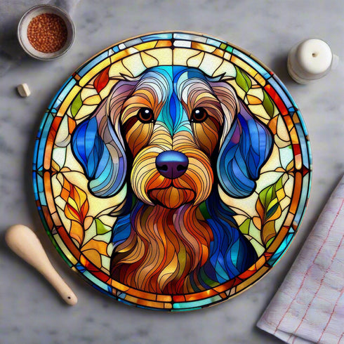 Dachshund Wirehaired Glass Suncatcher Worktop Saver